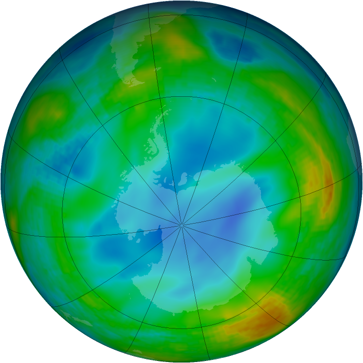 Antarctic ozone map for 25 June 1994